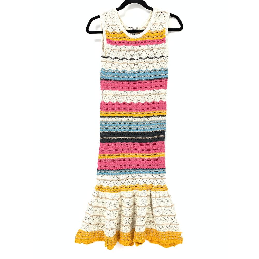 Odd Molly Dress Women's Size 0 US XS Multicolor Crochet Sleeveless Flounce Hem